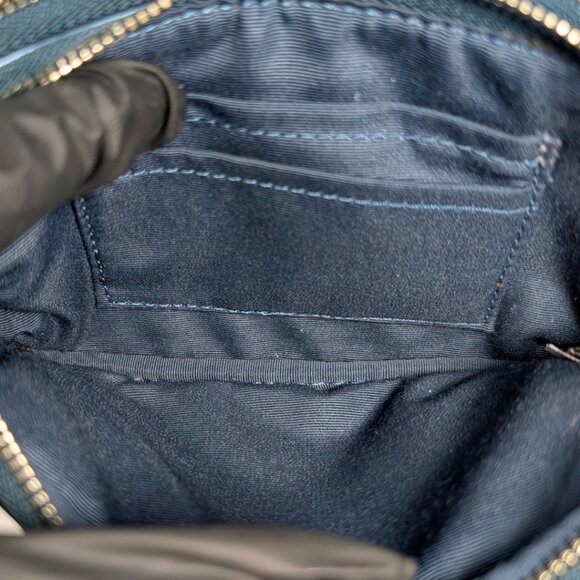 Coach Metallic Blue Leather Mini Double-Zip Pouch Crossbody Camera Bag F53372 - Picture 9 of 11